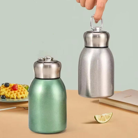 New High-Value Mini Chubby Big Belly Cup 304 Stainless Steel Vacuum Thermos Cup Portable Carrying Ring Accompanying Cup