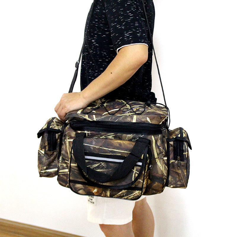 Large Capacity Fishing Tackle Bag with Camouflage Design