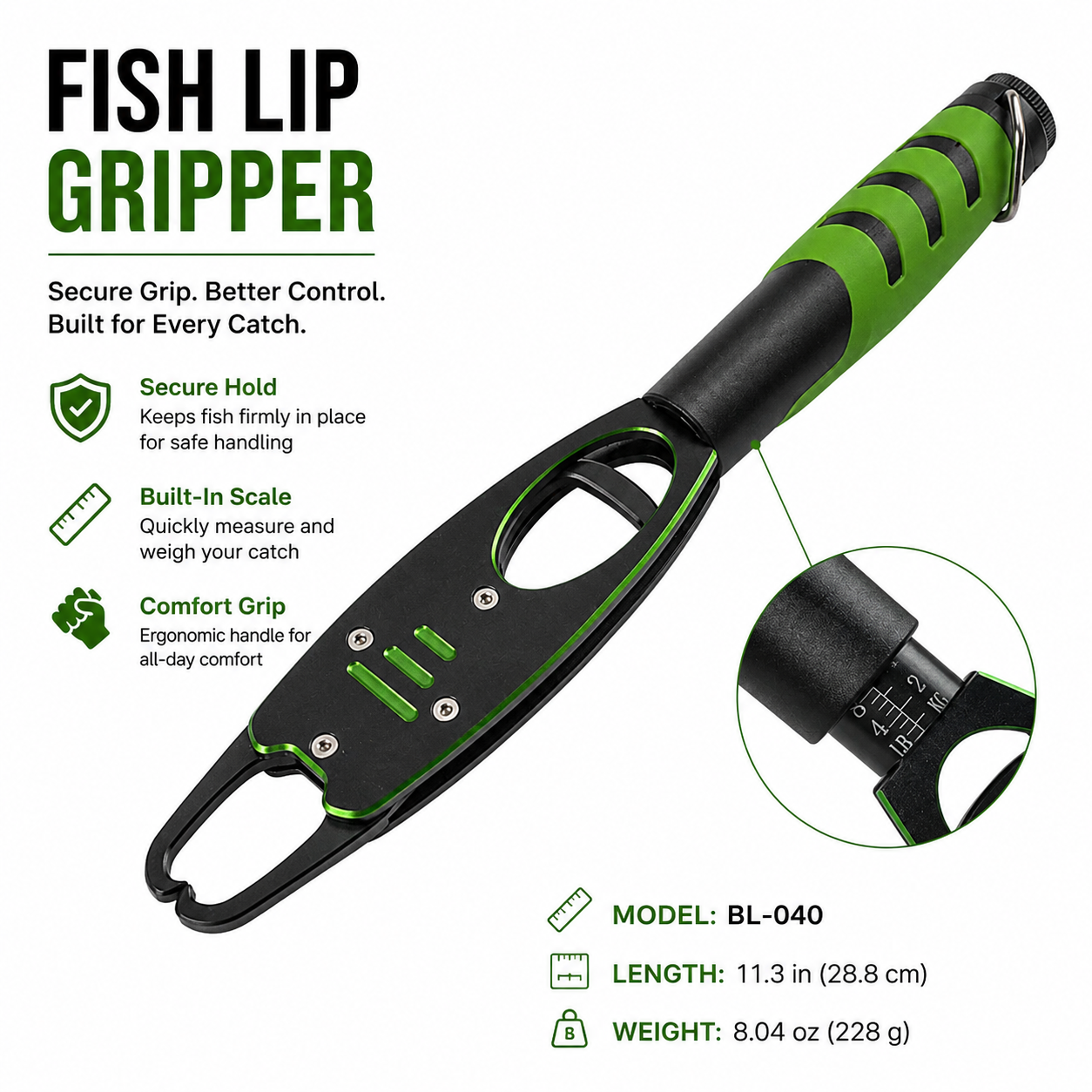 GripScale™ Aluminum Fish Gripper with Built-In Weighing Scale