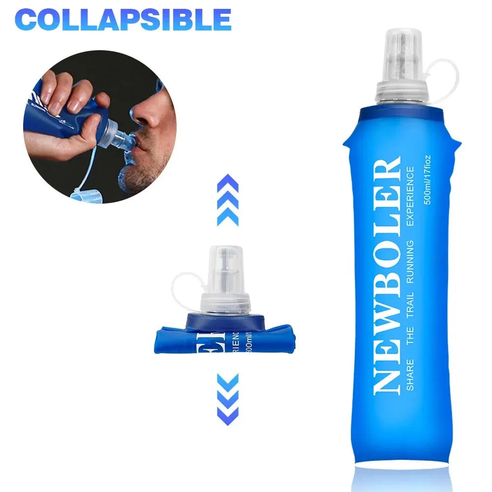 250Ml 500Ml Water Bottle TPU Folding Soft Flask Sport Water Bottle Water Bag Collapsible Water Bottle Running Camping