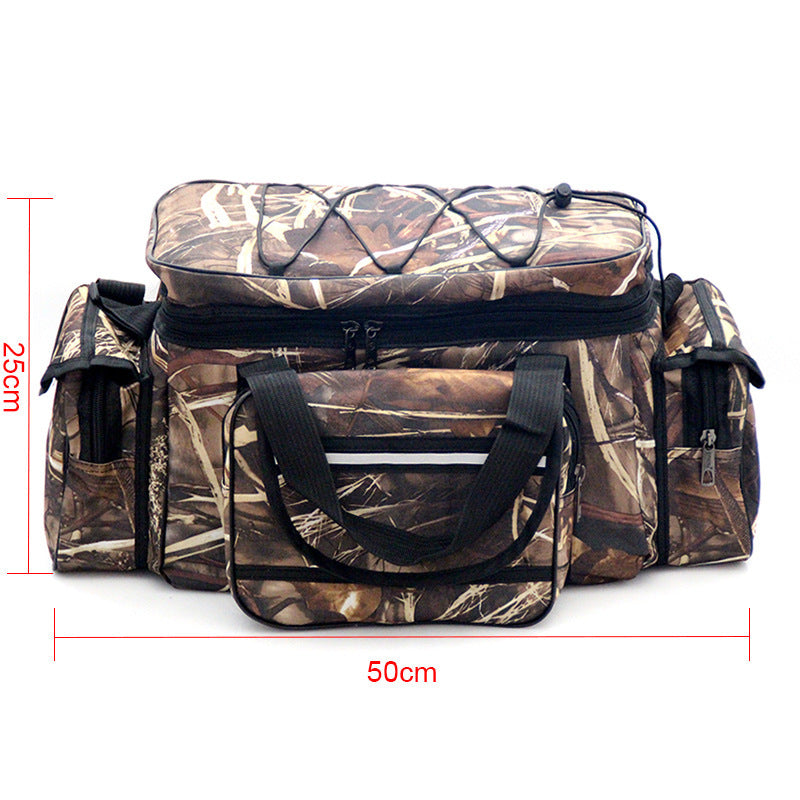 Large Capacity Fishing Tackle Bag with Camouflage Design